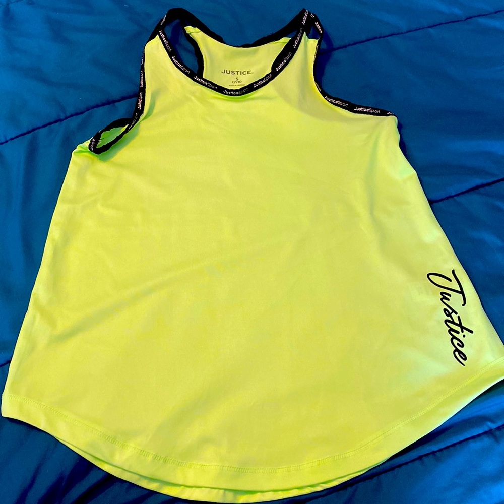 JUSTICE girls neon green tank top2